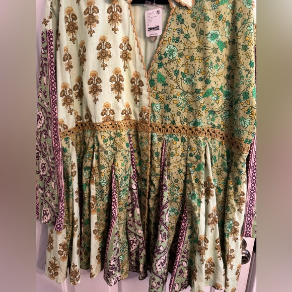Free People Hazy Baby Printed Mini Dress NWT Green Combo Size M - Picture 7 of 8